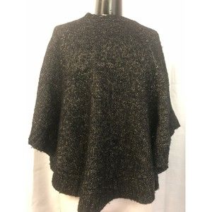 Michael Kors Black Metallic Poncho Sweater Size Small